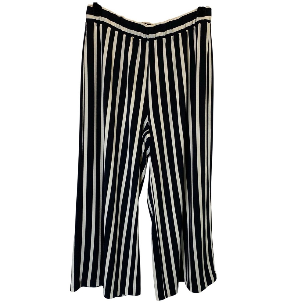 Banana Republic Women's Size Small Striped Wide Leg Cropped Pull On‎ Pants